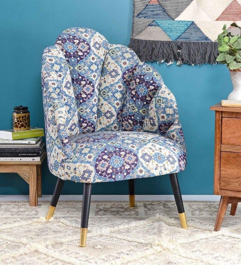 Clint Mango Wood Peacock Chair In Cotton Multicolour - Ouch Cart