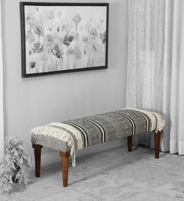 Archer Mango Wood Bench In Cotton Multicolour - Ouch Cart