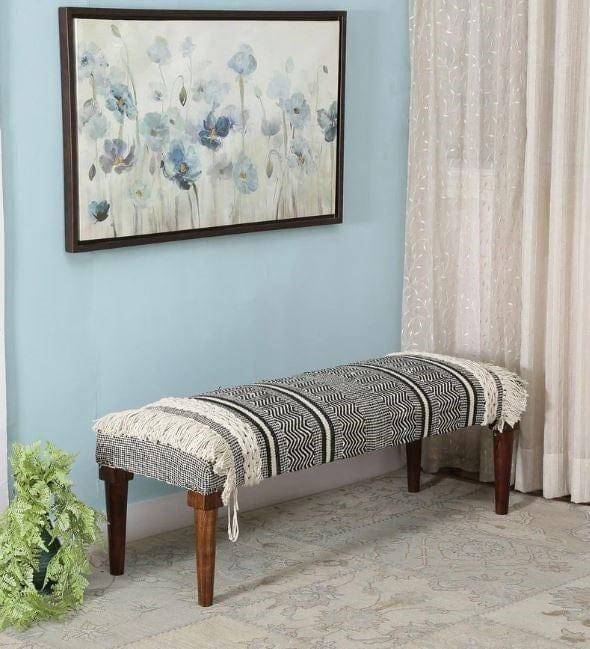 Archer Mango Wood Bench In Cotton Multicolour - Ouch Cart