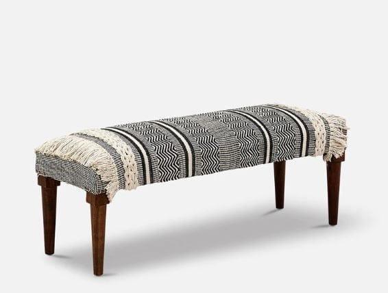 Archer Mango Wood Bench In Cotton Multicolour - Ouch Cart