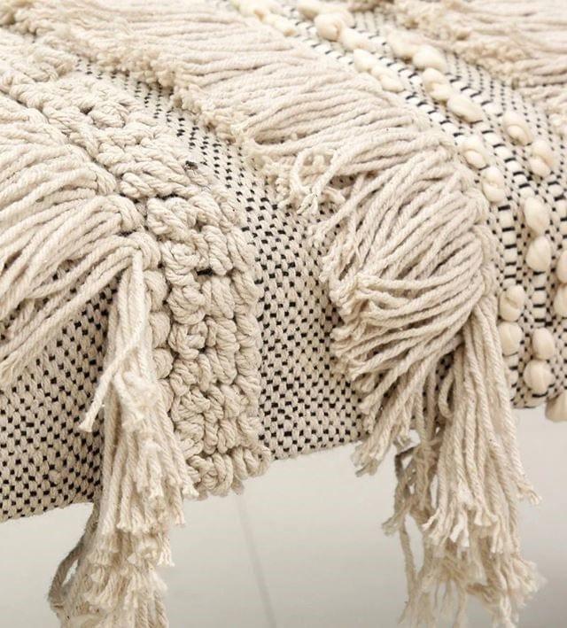 morrila Mango Wood Bench In Cotton White Colour - Ouch Cart