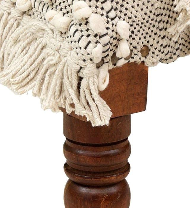 morrila Mango Wood Bench In Cotton White Colour - Ouch Cart