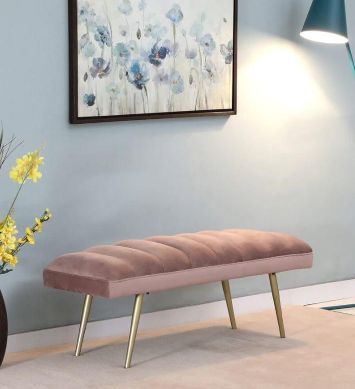 Dextro Metal Bench In Velvet Pink Colour - Ouch Cart