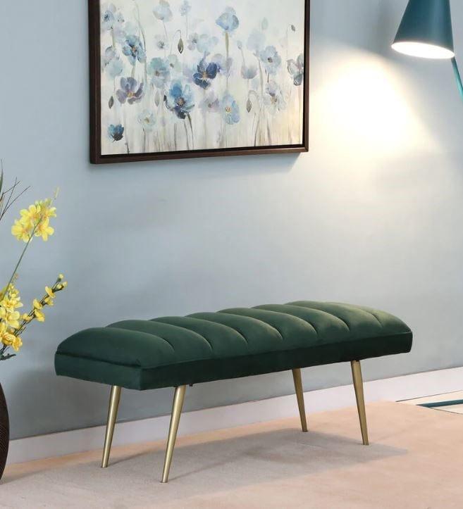 Hina Metal Bench In Velvet Green Colour - Ouch Cart