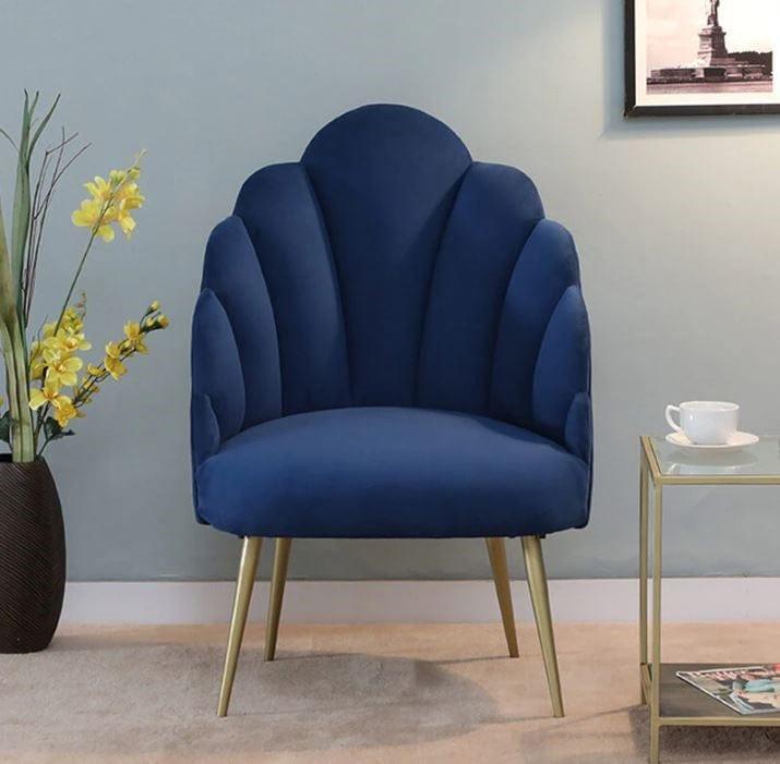 Avani Mango Wood Peacock Chair In Velvet Blue colour - Ouch Cart