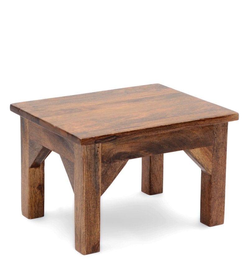 Vicente Solid Mango Wood Foot Stool In Brown Colour - Ouch Cart