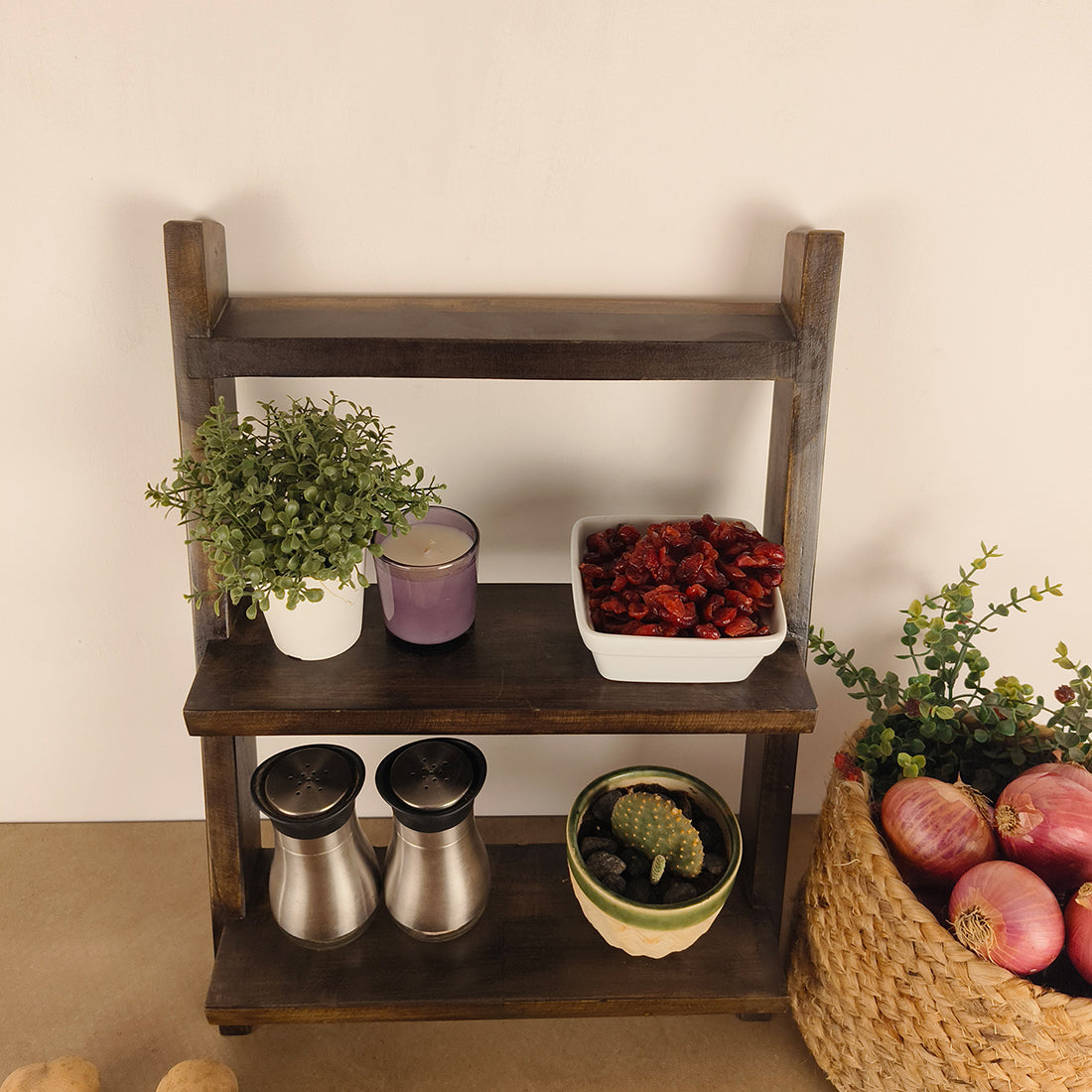 AMELIA Wooden Shelf 2 Step Ladder