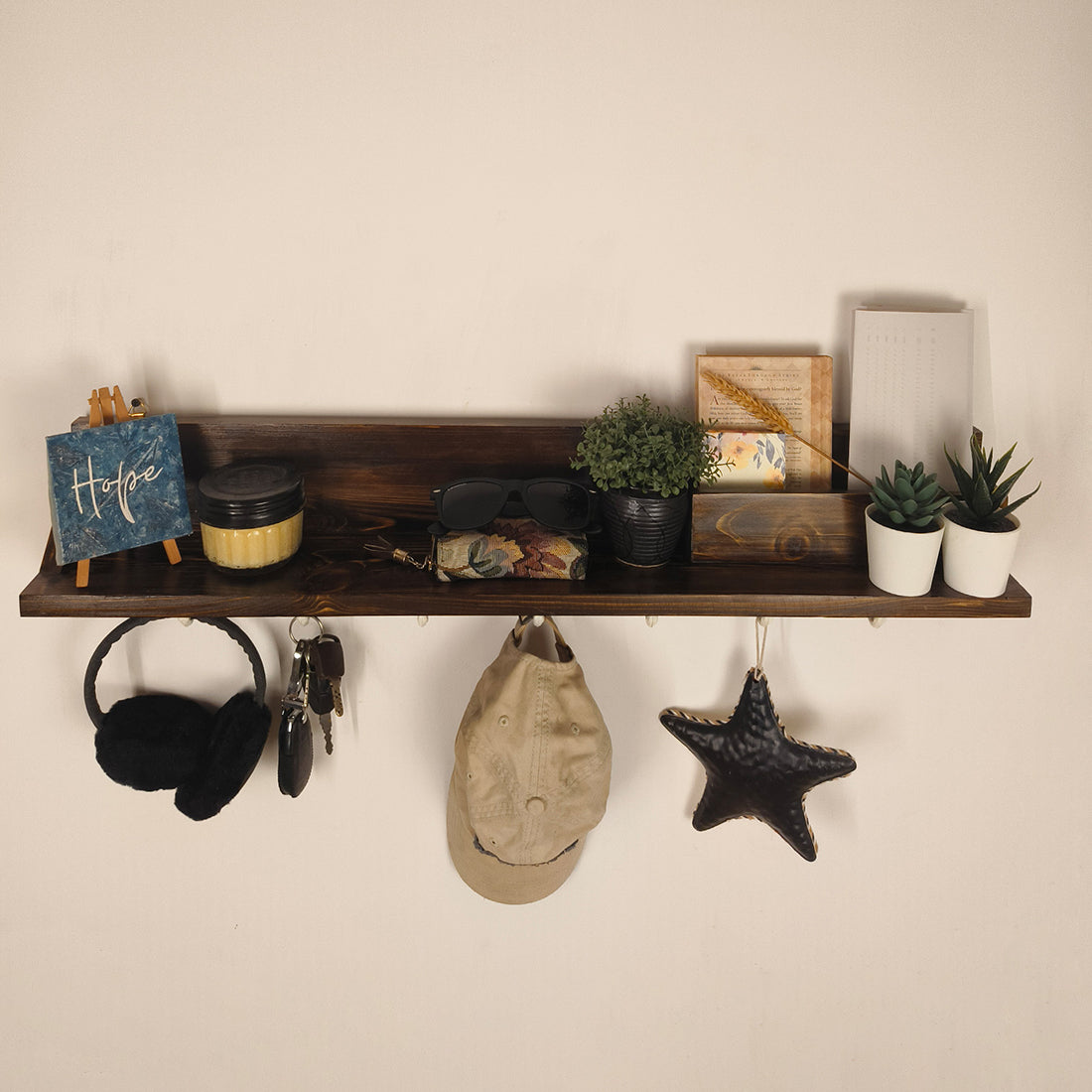 ANDRE Wooden Wall Organiser with Key Holders