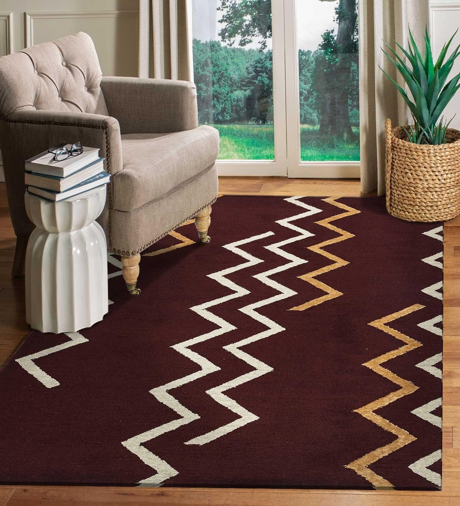RED BERRY Wool & Viscose Canyan 4x6 Feet Hand-Tufted Carpet - Rug - Ouch Cart