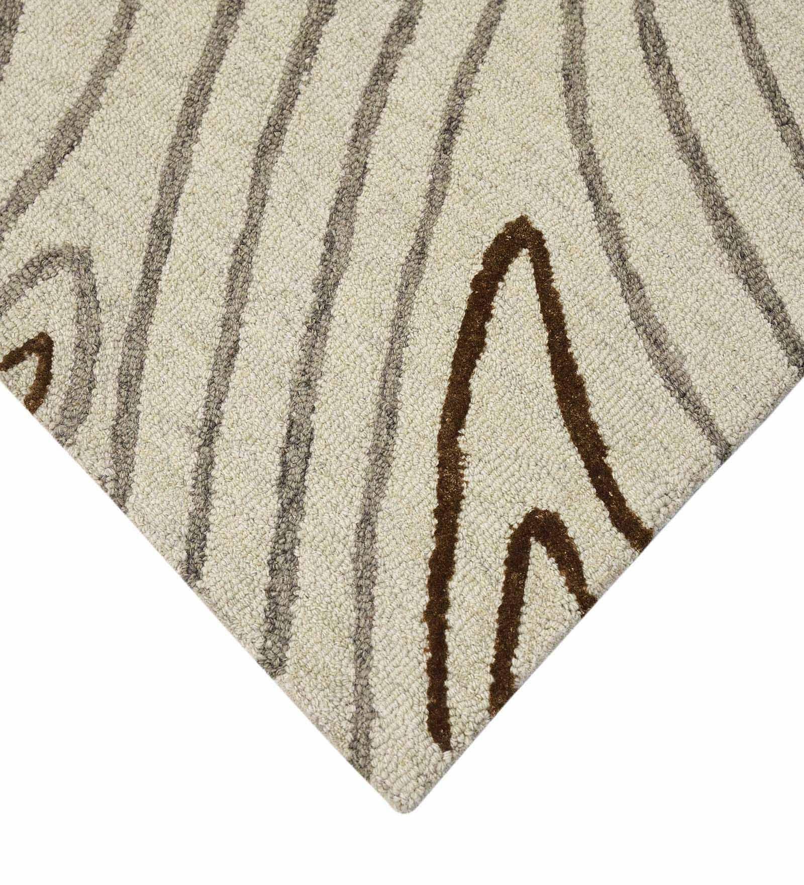 KHAKI Wool & Viscose Canyan 4x6 Feet Hand-Tufted Carpet - Rug - Ouch Cart