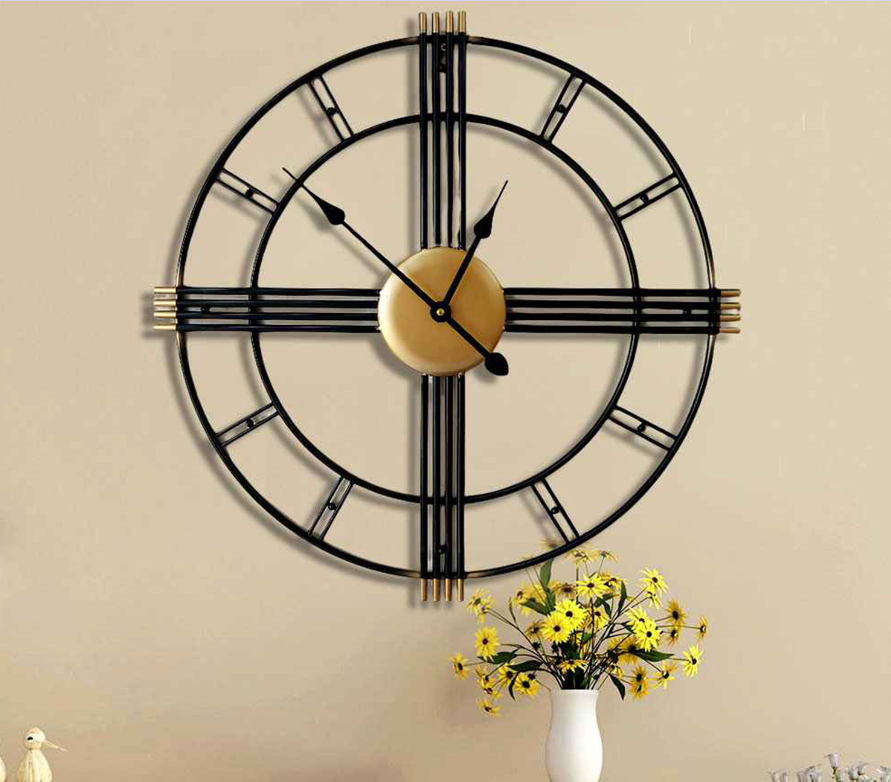 Metallic Cross Way Wall Clock N.R.HOMESDECOR