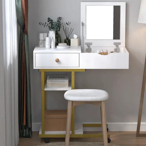Veb minul Vanity dressing table with mirror with stool - Ouch Cart