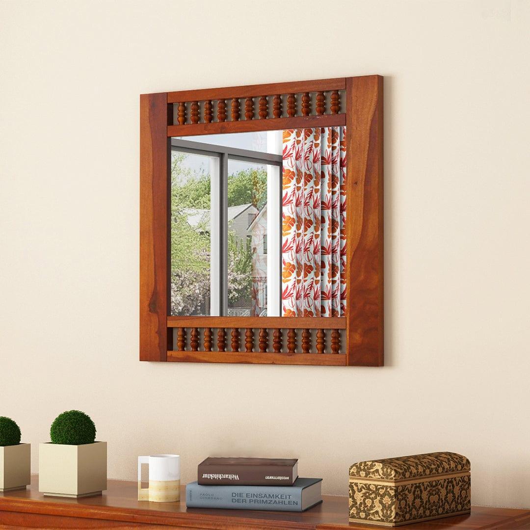 Alanis Mirror With Sheesham Wood Frame (Honey Finish) - Ouch Cart