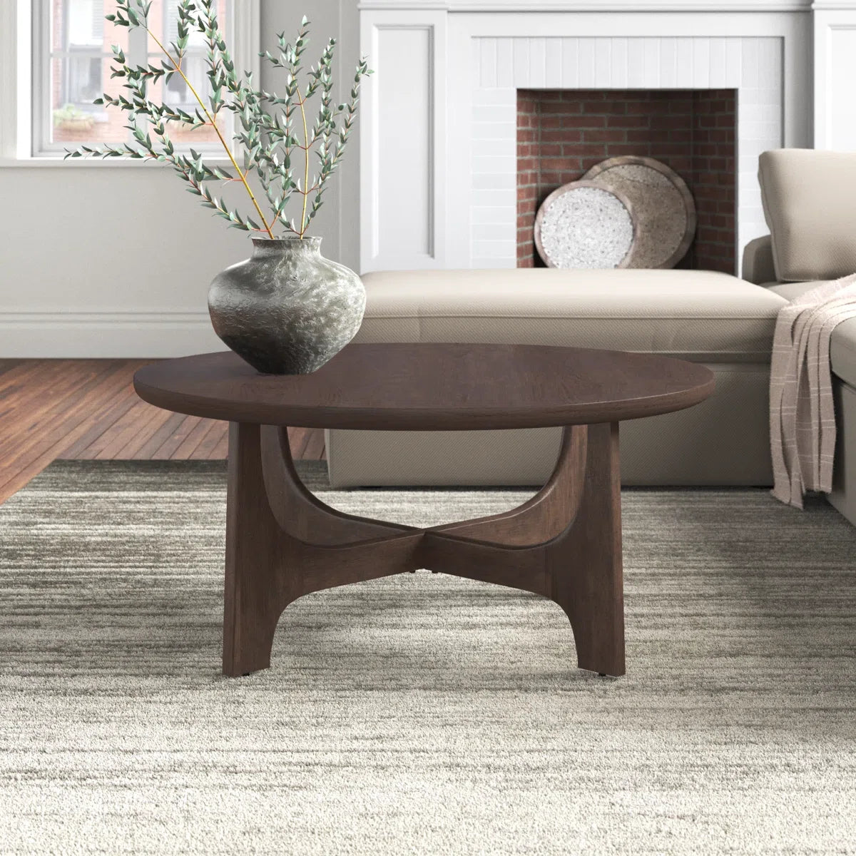 Modern Coffee Table with Flared Solid Wood Legs