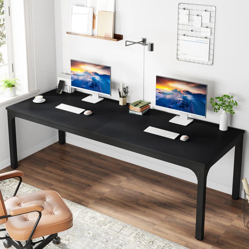 Extra Large Industrial Computer Desk for 2 People | Heavy-Duty Double Workstation with Sturdy Metal Frame
