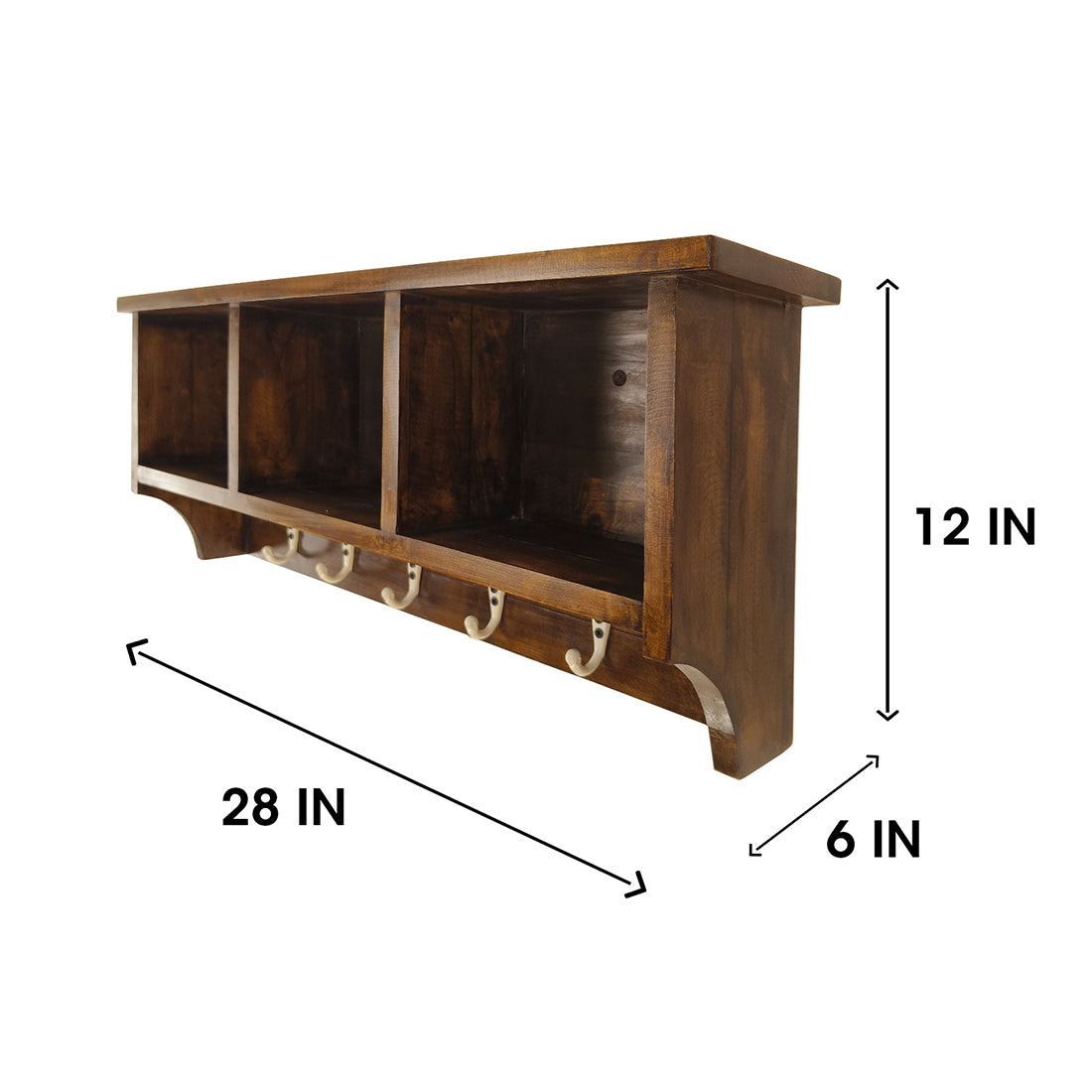 Ambrosia Wooden Wall Shelf Organiser with Key Holders  -OUCH CART | Wall hanging
