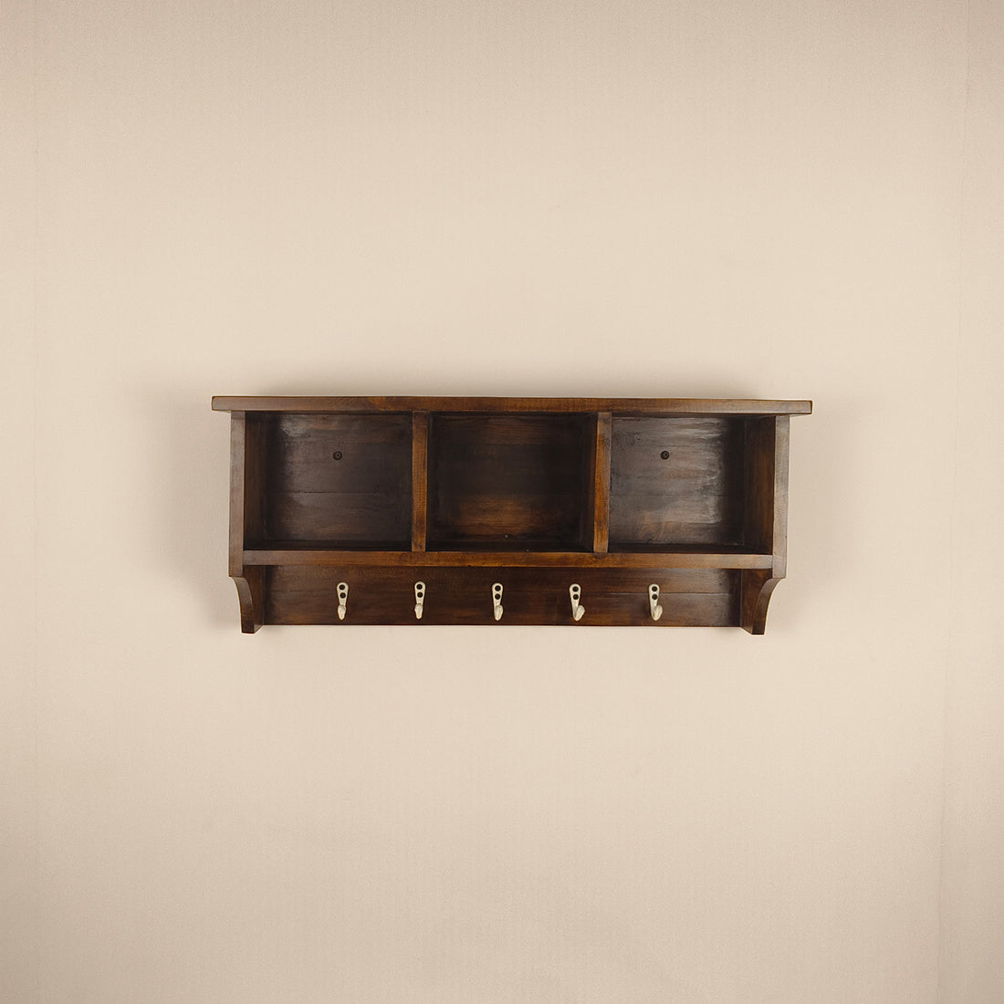 Ambrosia Wooden Wall Shelf Organiser with Key Holders
