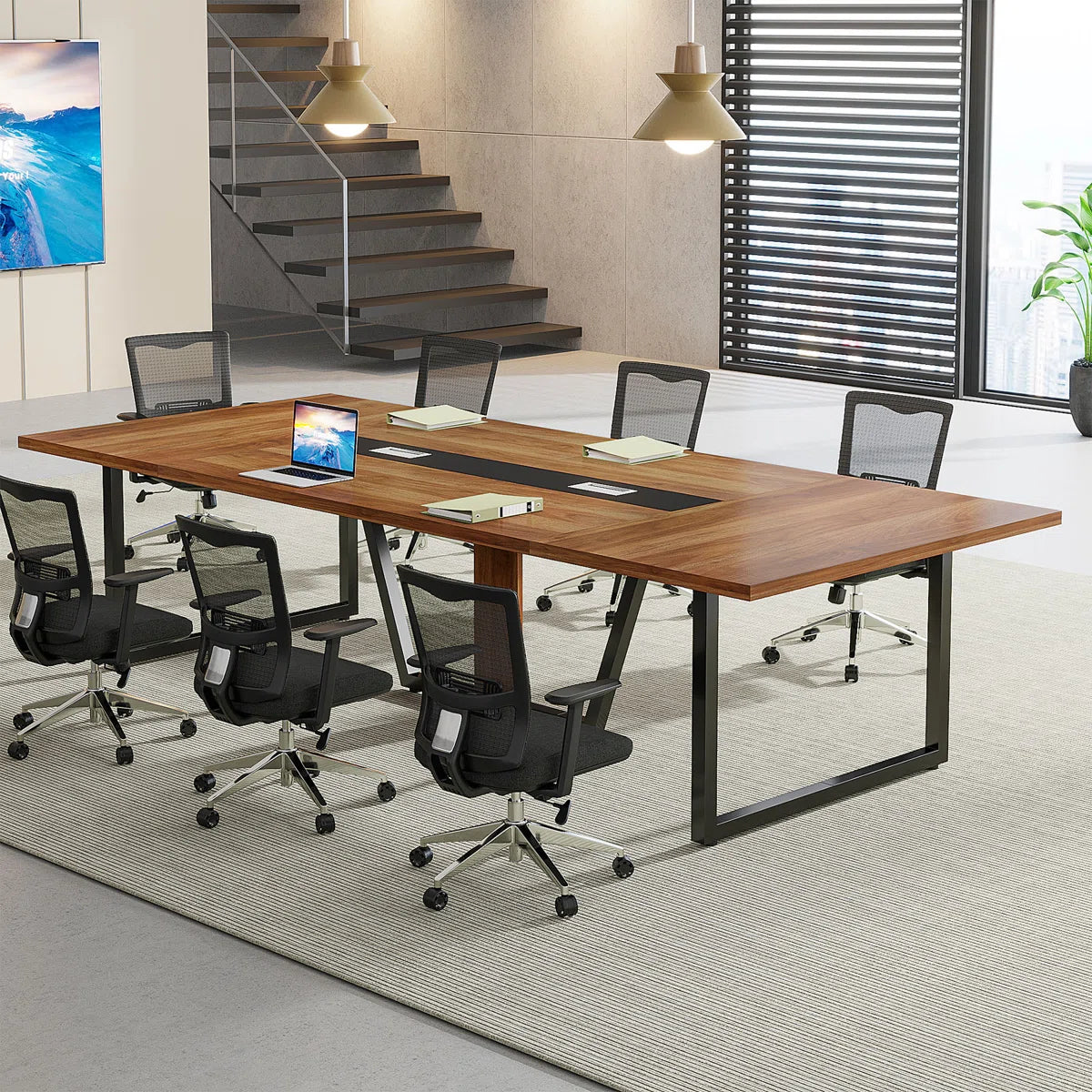 Anoush 94.5'' Rectangle Conference Table Ouch Cart