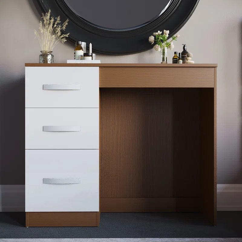 Avery 3 Drawer High Gloss Dressing Table, Bedroom Vanity Desk - Ouch Cart