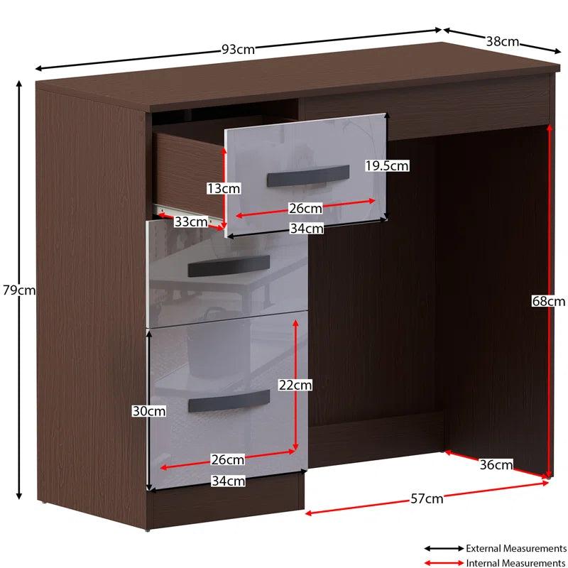 Avery 3 Drawer High Gloss Dressing Table, Bedroom Vanity Desk - Ouch Cart