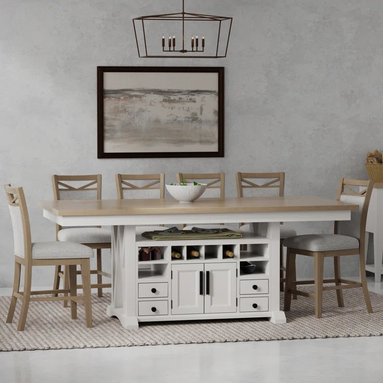 6 Seater Dining Set with Self-Storing Butterfly Leaf & Versatile Storage