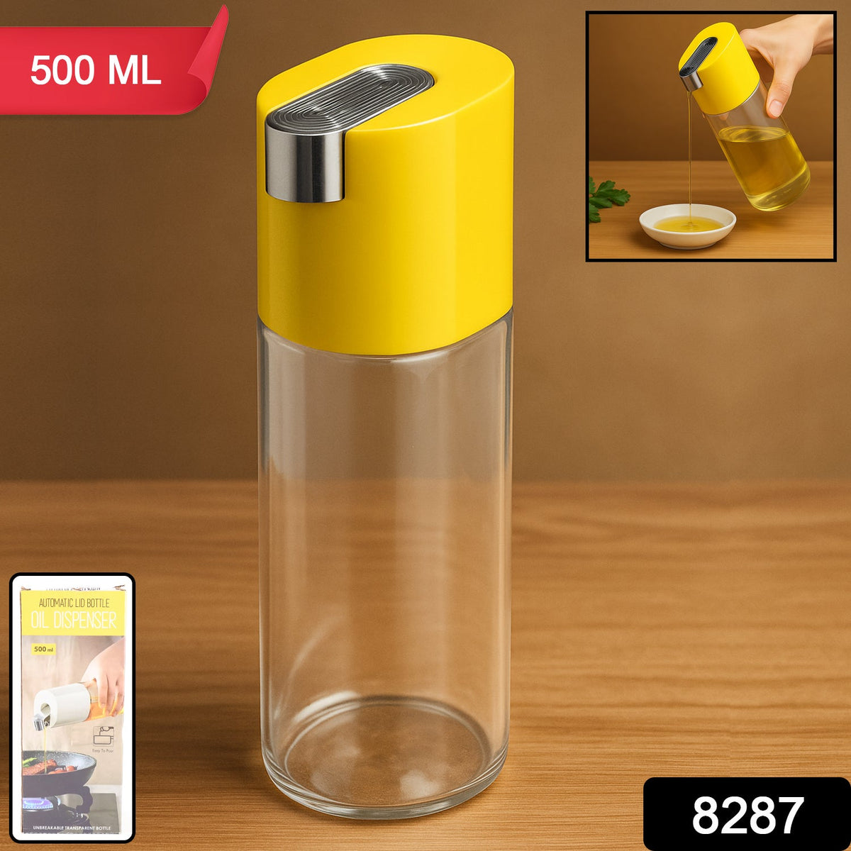 500 Ml Automatic Oil Dispenser Bottle With One-touch Controlled Pour Spout (1 Pc) Wukusy