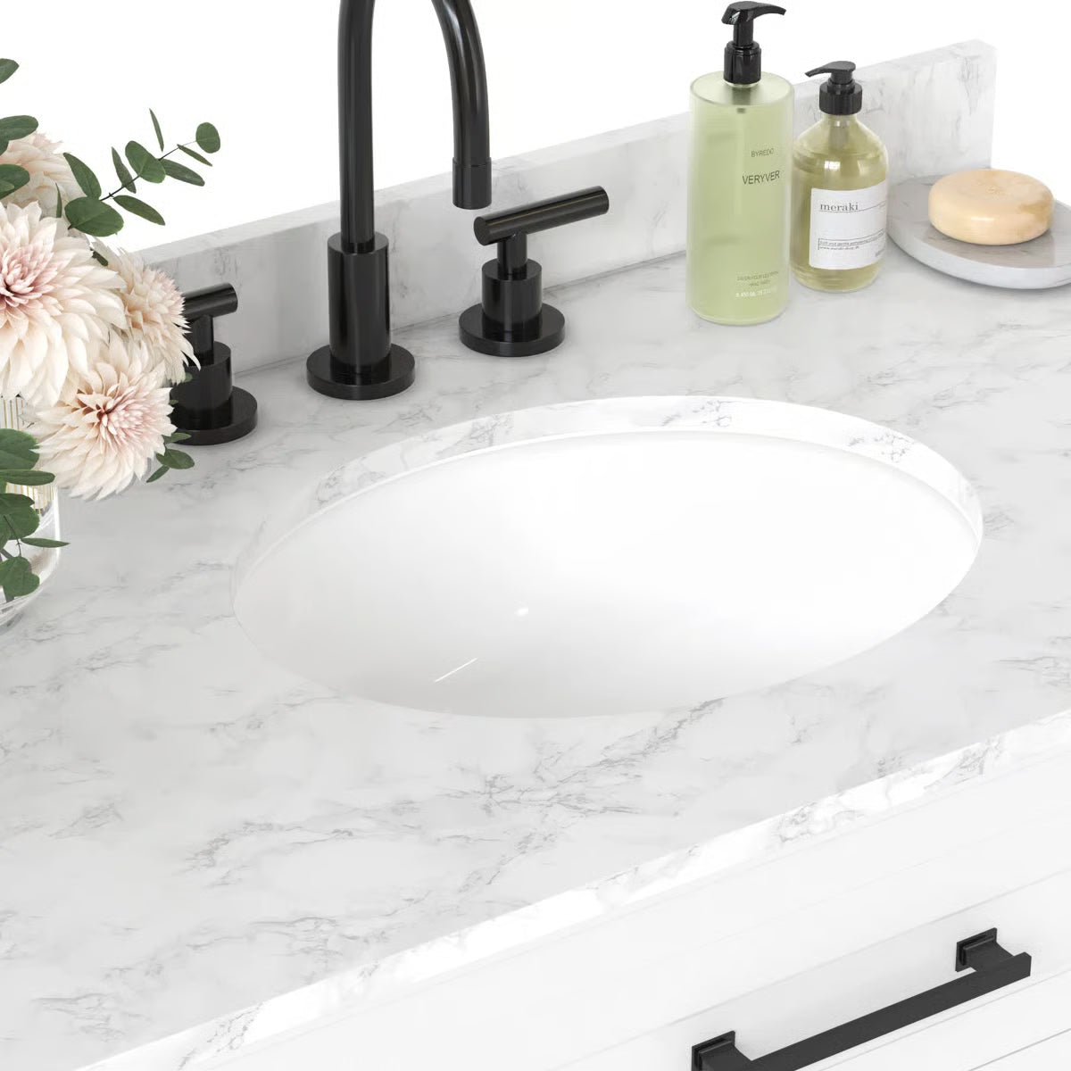 Auben 36" Bathroom Vanity With Engineered Marble Top- OUCH CART | Dressing table