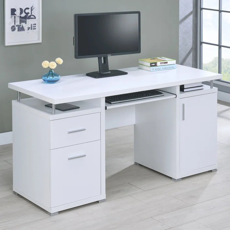 "Modern Focus: Sleek Computer Desk for a Streamlined Workspace ouch cart