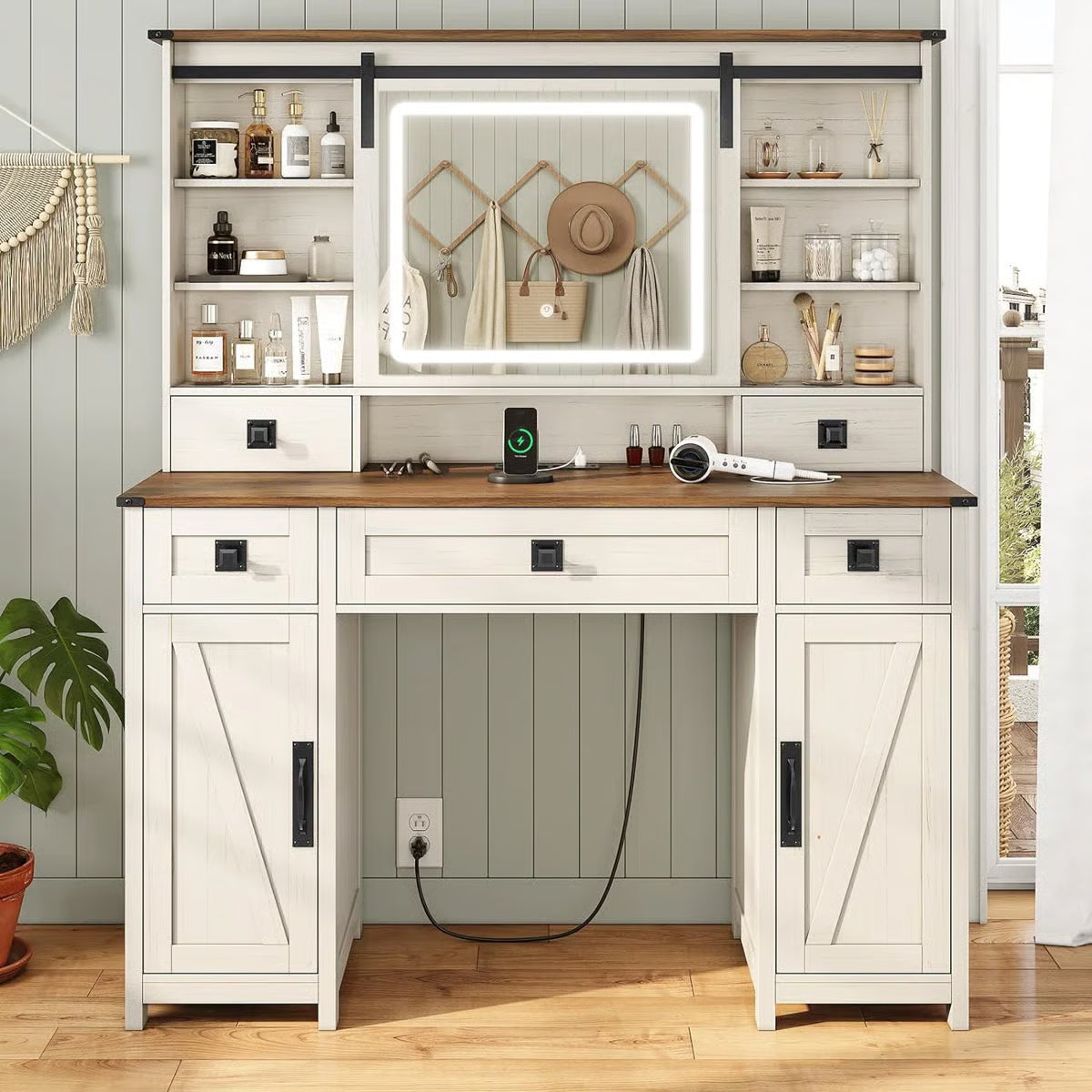 Azraf 47.2" Farmhouse Vanity Dressing Table with 5 Storage Drawers and Elegant Design-OUCH CART | Dressing table