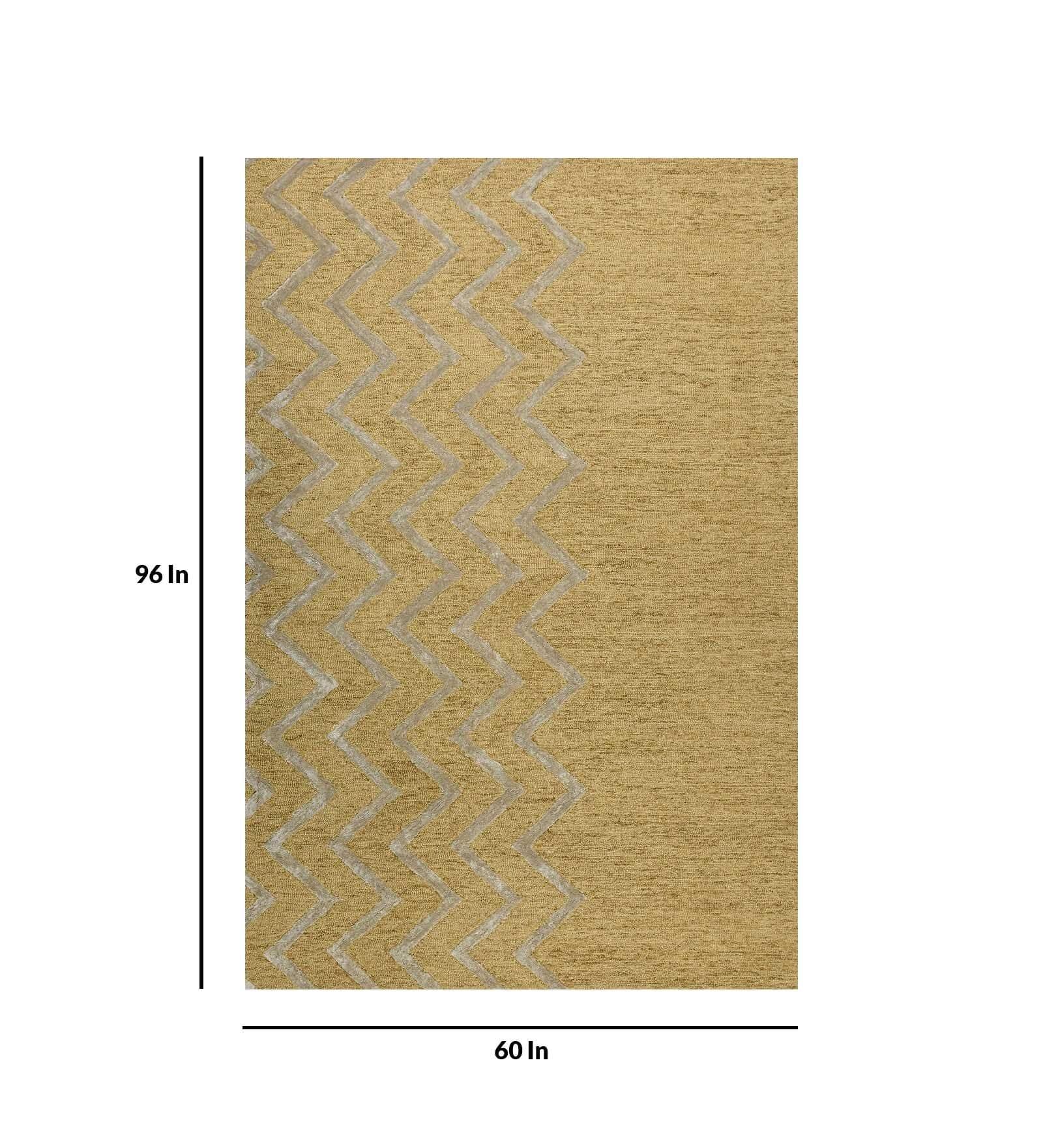 GOLD Wool & Viscose Canyan 5x8 Feet Hand-Tufted Carpet - Rug - Ouch Cart