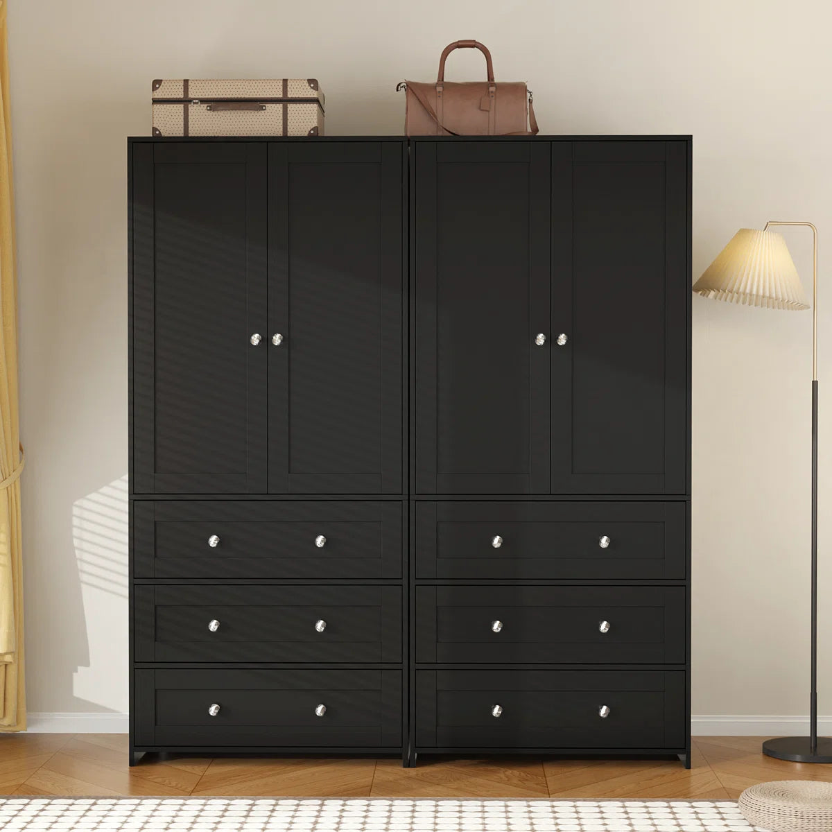 Sandrea 4-Door Bedroom Wardrobe Closet with Mirror 6 Drawers Stylish Design