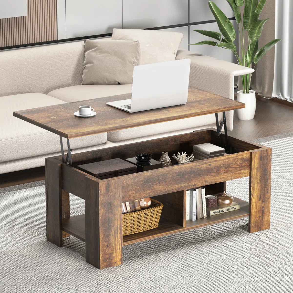 Sparta Lift Top Extendable Coffee Table With Storage