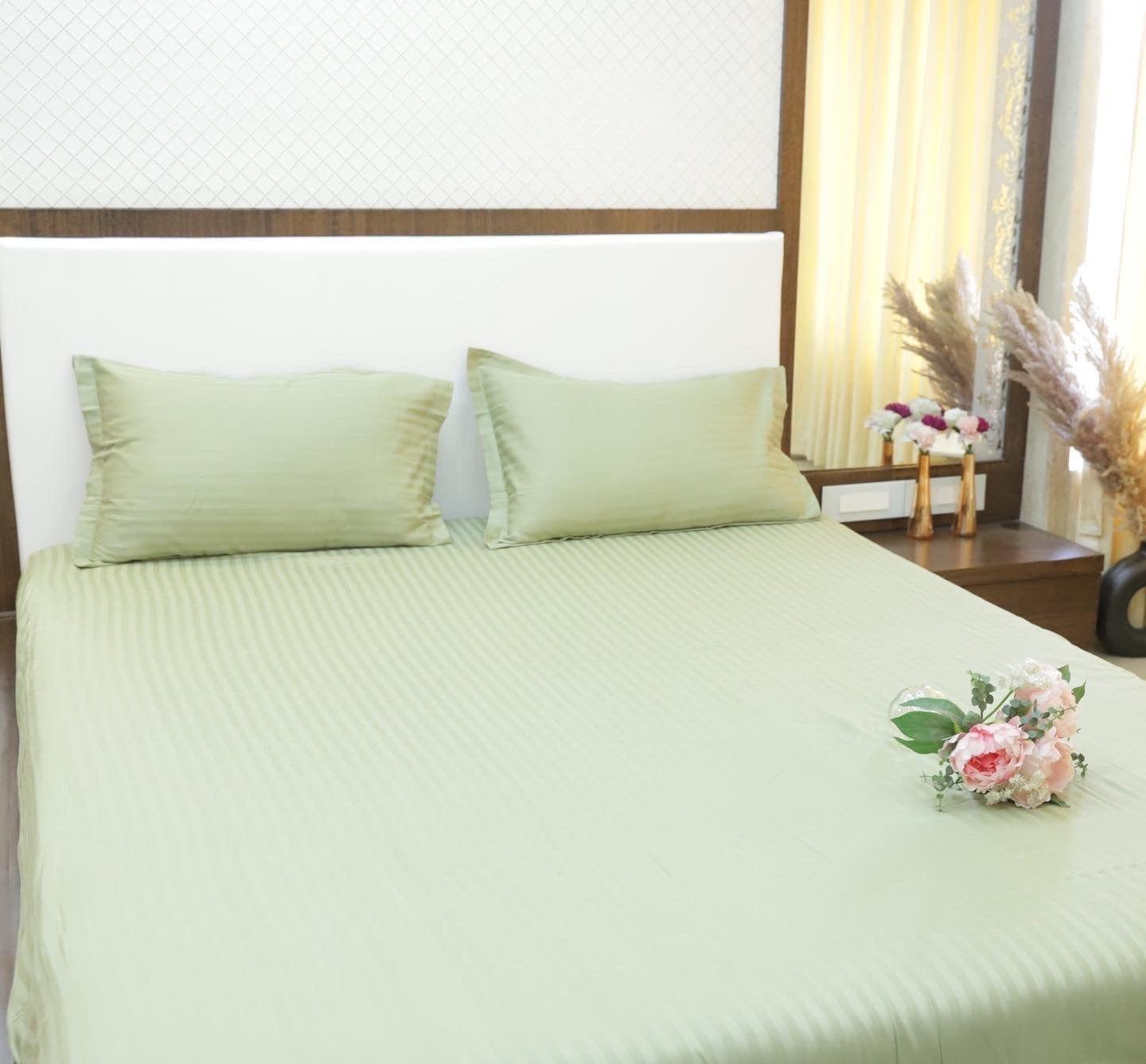 Moss Gray Striped Bedding Set - Ouch Cart