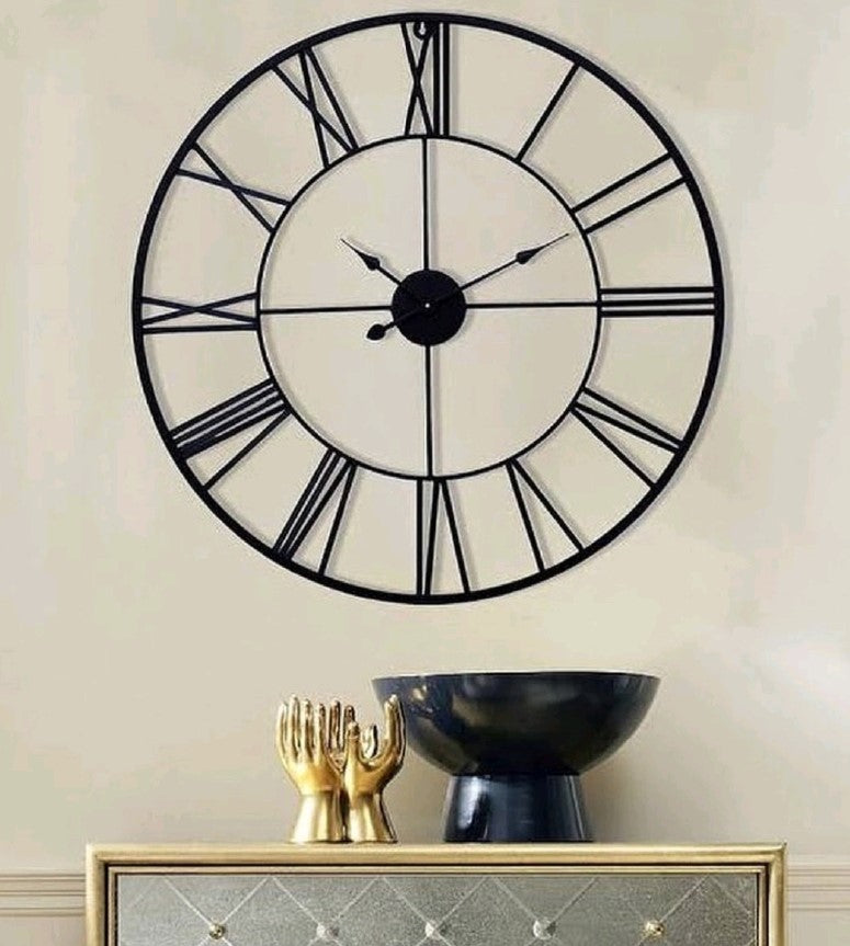 Black Roman Metal Wall Clock 24Inch