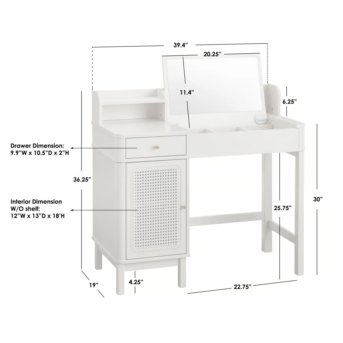 Bayview Makeup Vanity Table with Stool – Elegant Bedroom Dressing Desk
