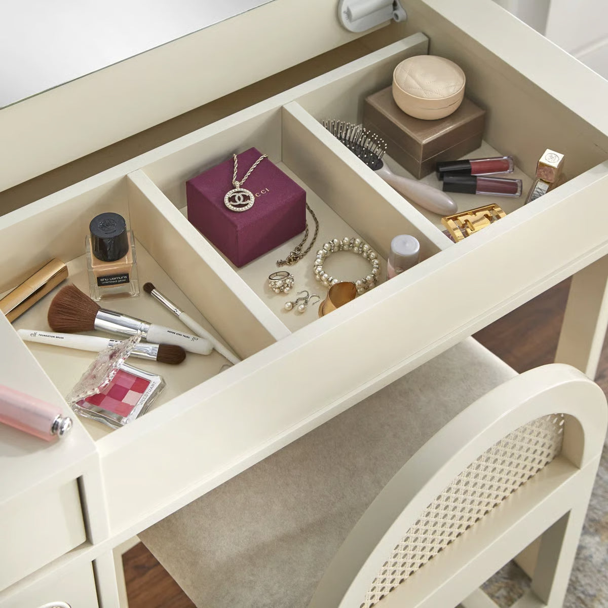 Bayview Makeup Vanity Table with Stool – Elegant Bedroom Dressing Desk