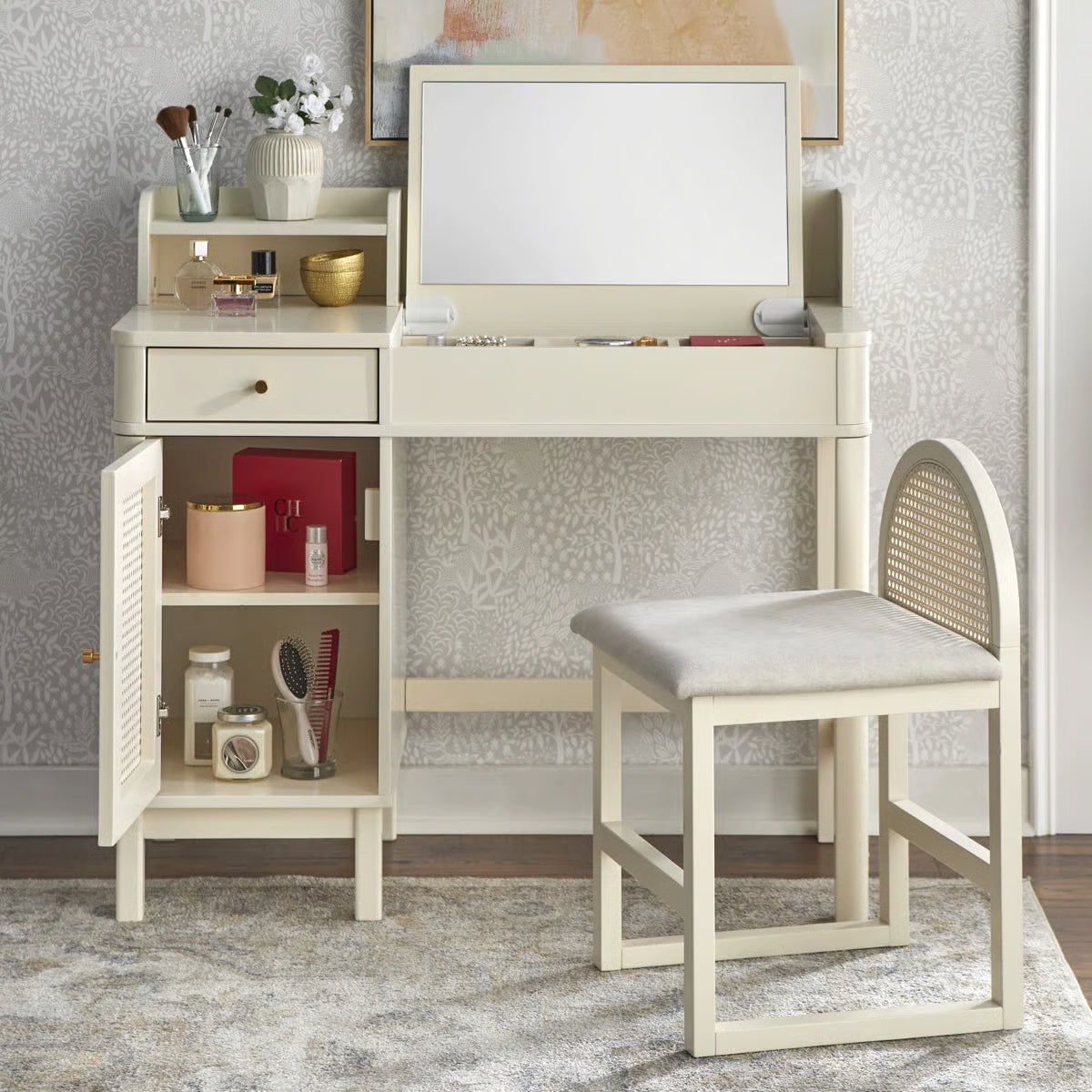 Bayview Makeup Vanity Table with Stool – Elegant Bedroom Dressing Desk