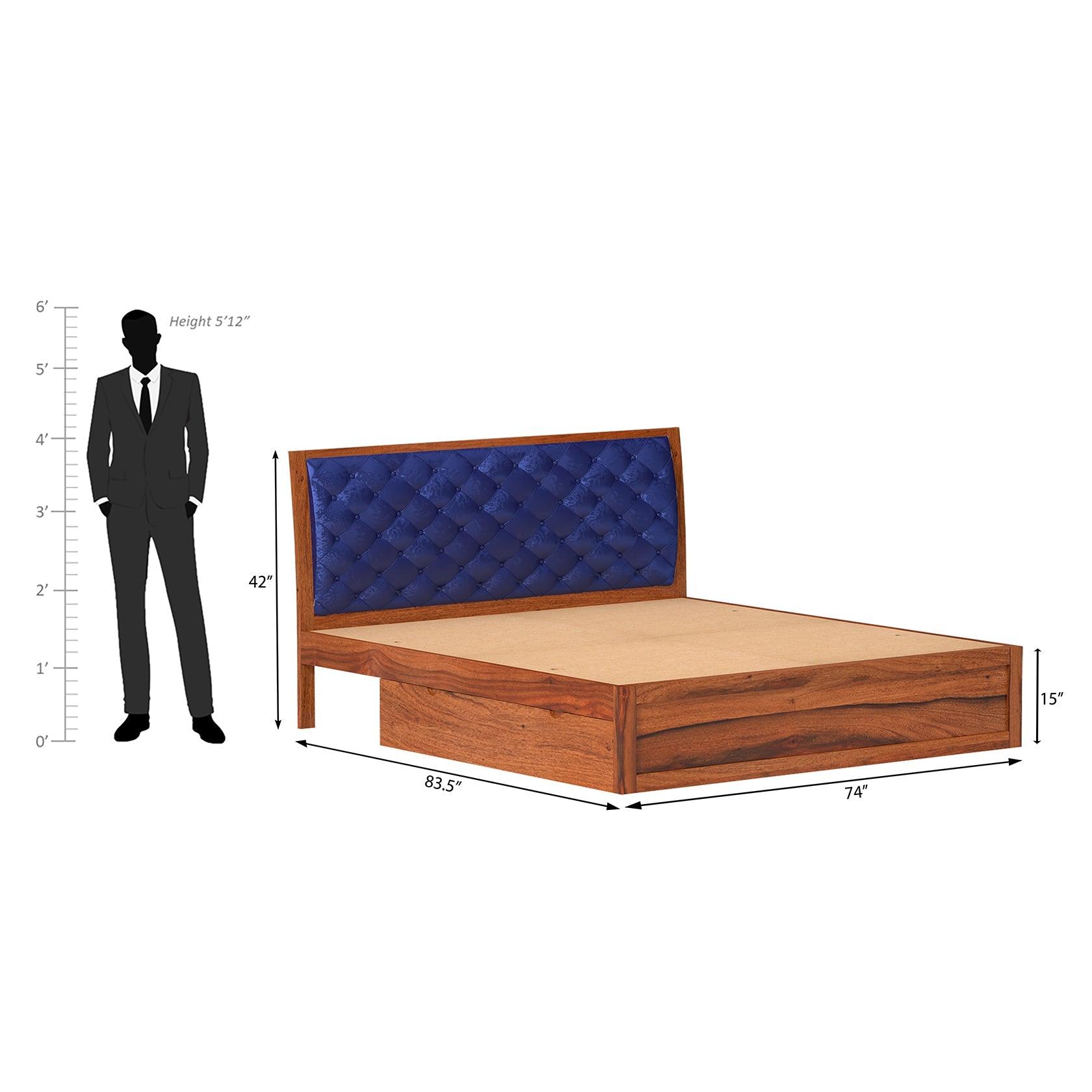 Eleganz Sheesham Wood Bed with Box Storage in Maharani Colour - Ouch Cart