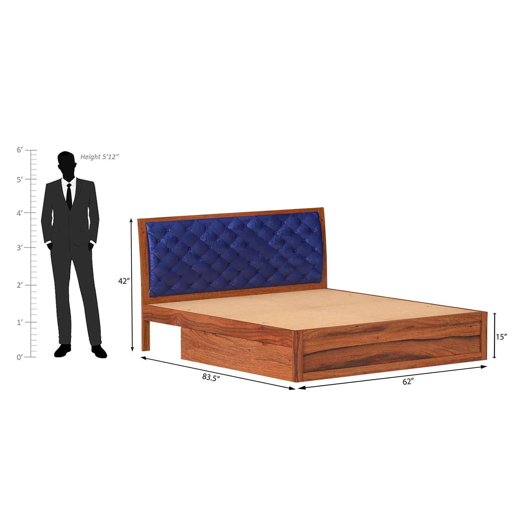 Eleganz Sheesham Wood Bed with Box Storage in Maharani Colour - Ouch Cart