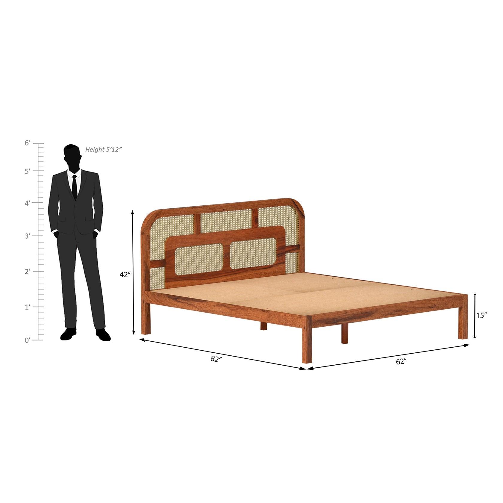 Zenitha Sheesham Wood Bed Without Storage in Maharani Colour - Ouch Cart