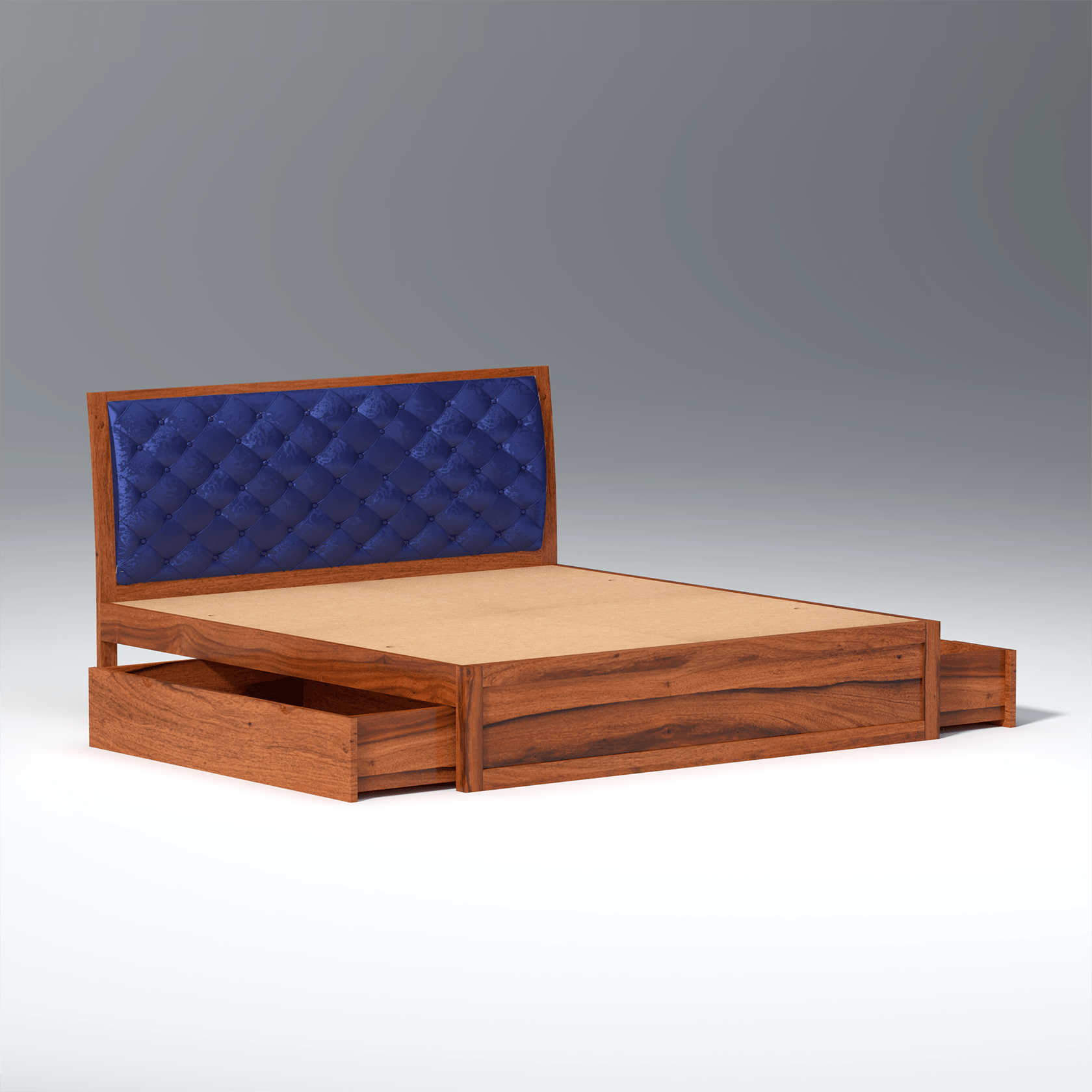 Eleganz Sheesham Wood Bed with Box Storage in Maharani Colour - Ouch Cart