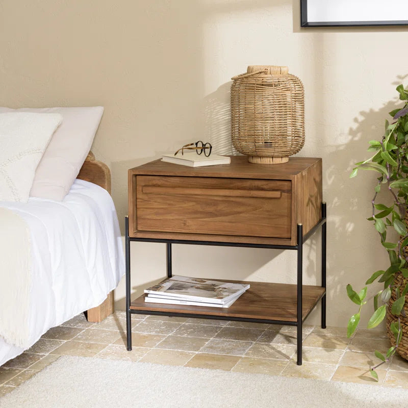 Asher Table 1 Drawer 1 Shelf In Reclaimed Teak Wood Ouch Cart