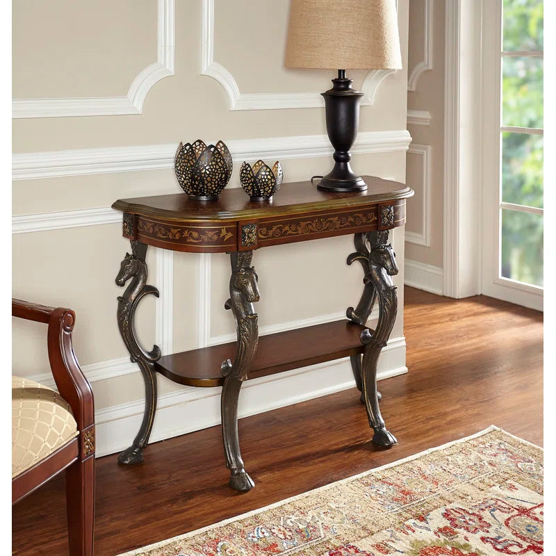 Berkhamstead 42” Console Table with Ornate Horse Motif Legs Design - OUCHCART | console table