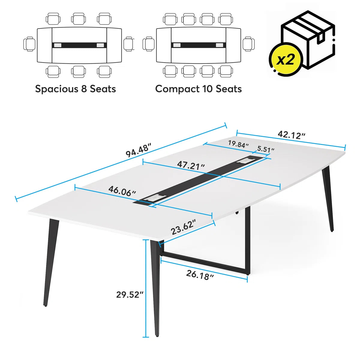 Billey 94.48'' Rectangle Conference Table OUCH CART