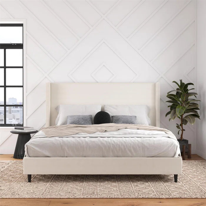 Birzer King Upholstered Wingback Bed OUCH CART