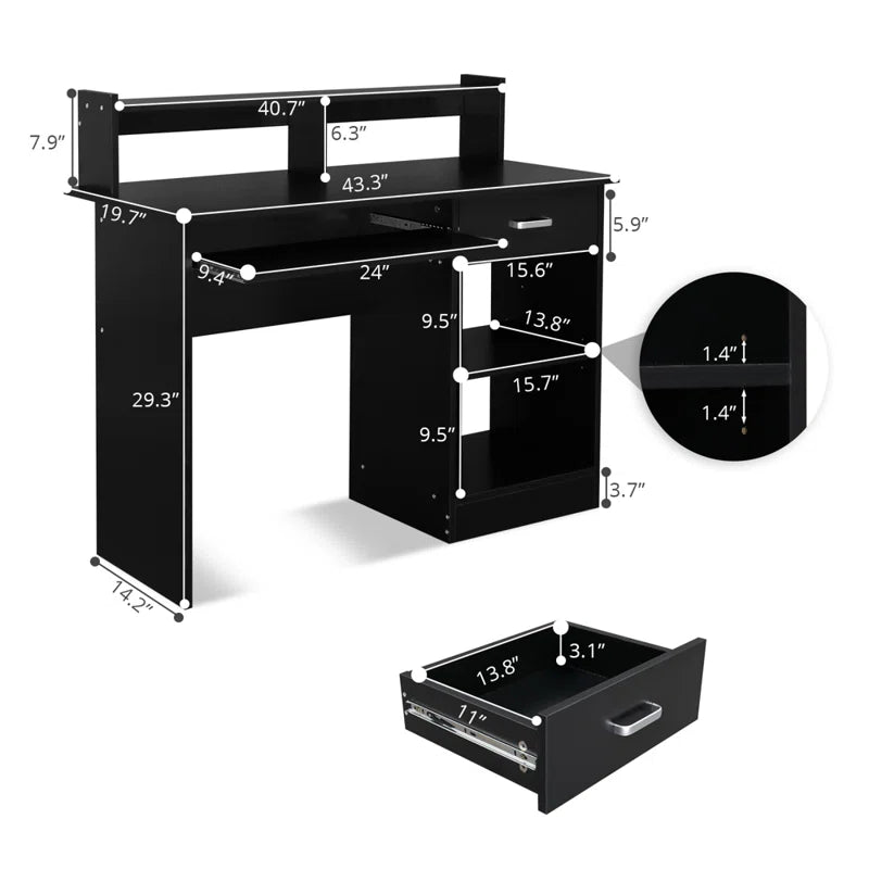 Streamlined Success: The Computer Desk" ouch cart