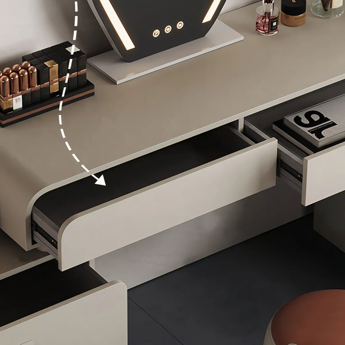 Brightdell Dressing Table without Mirror – Modern Makeup Organizer