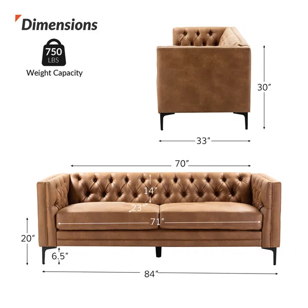 Upholstered Button-tufted Sofa with Metal Legs Ouch Cart