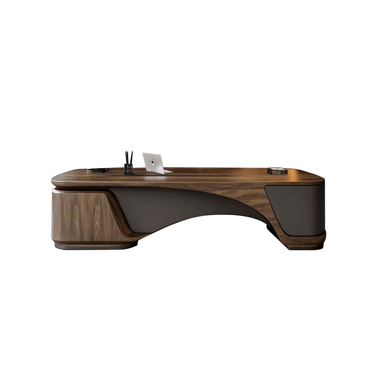 Luxury Executive Office Desk with Curved Design & Premium Wood Finish