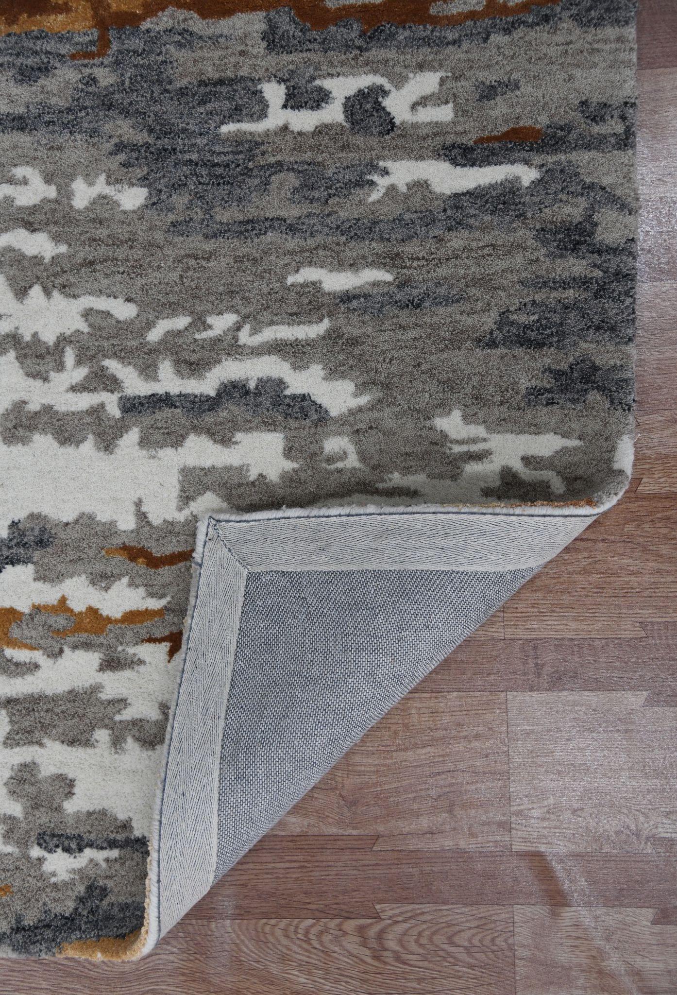 Orange Wool & Viscose Abstract 4x6 Feet Hand-Tufted Carpet - Rug - Ouch Cart